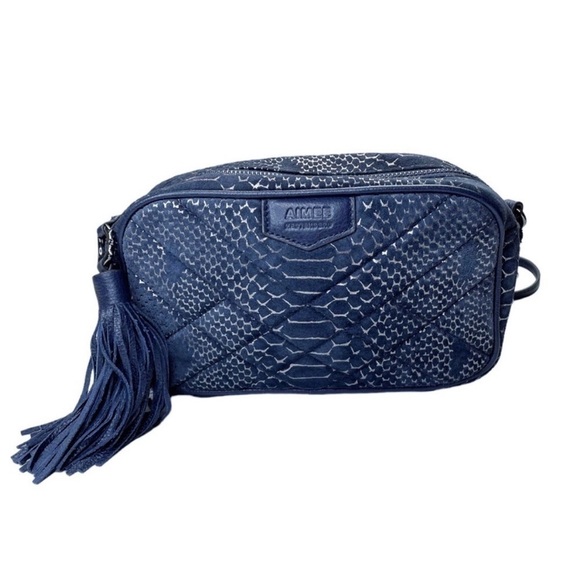 AIMEE KESTENBERG Blue Suede Snake Print Crossbody - Picture 11 of 11